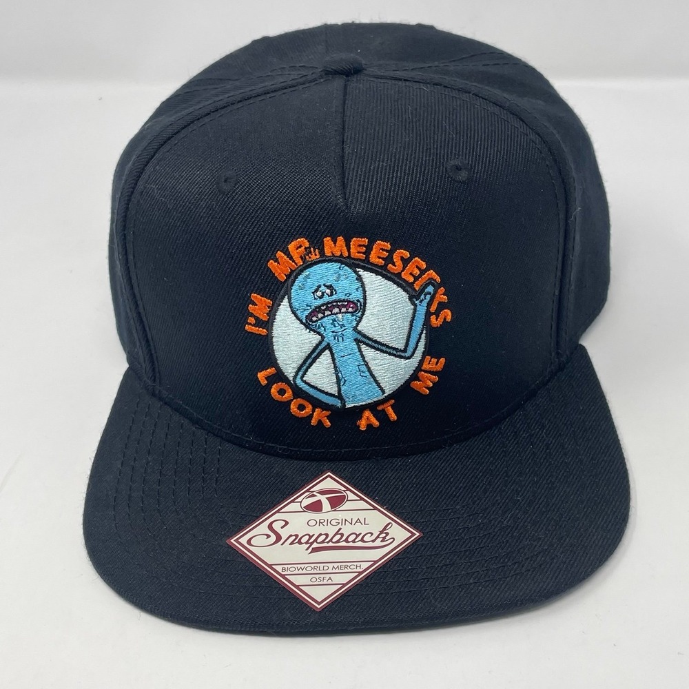 Official Bioworld Rick & Morty Mr Meeseeks Look At Me Snapback Hat Cap Black OS